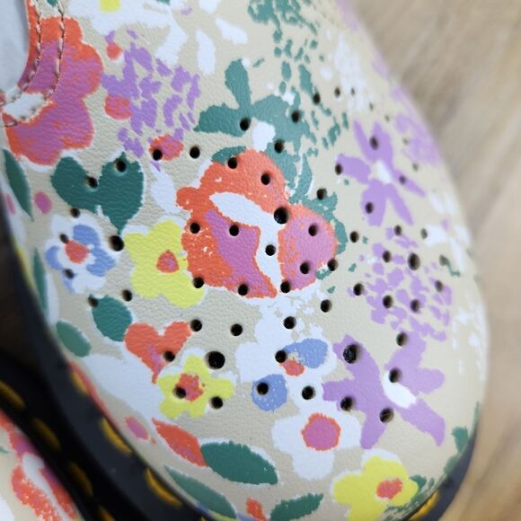 🩵NIB Dr. Martens Parchment Beige Floral Virginia Leather Mary Jane Size 8 - Picture 6 of 16